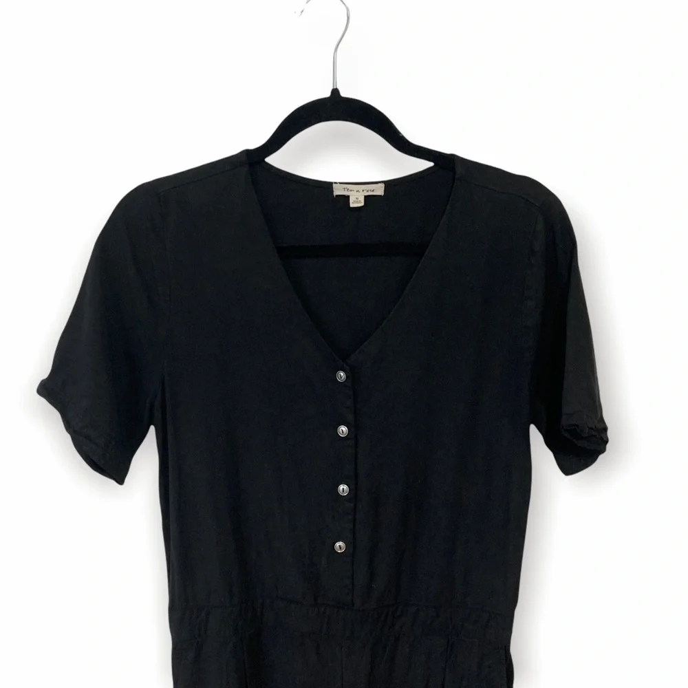 Tea n Rose Adams Wide Leg Black Jumpsuit Size M - Picture 3 of 9